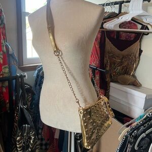 Melie Bianco Gold Studded Crossbody Bag - Women